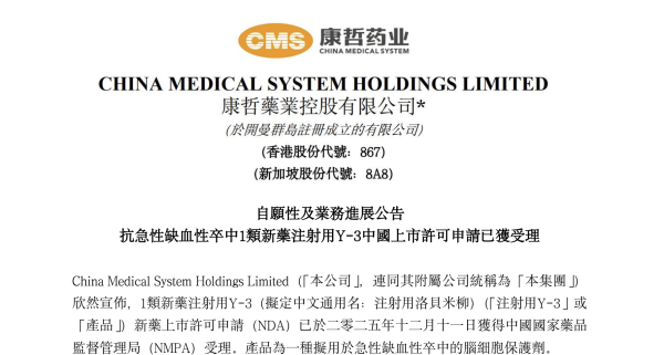 配资知名股票配资门户 卒中治疗领域新进展：康哲药业注射用Y-3中国上市申请获受理